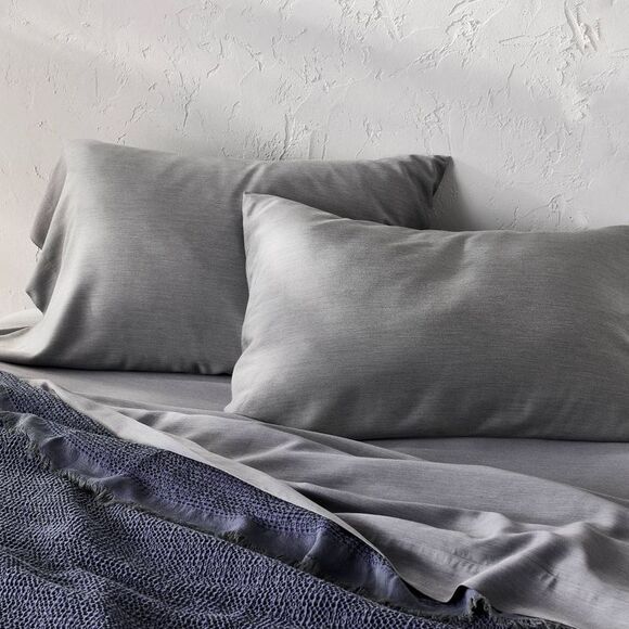 Casaluna Other - Casaluna Gray Sheet Set with Slate Blue Throw